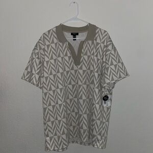 Forever 21 collared button up polo short sleeve shirt y2k graphic pattern tee